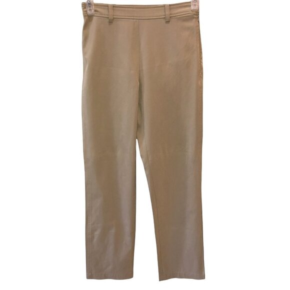DKNY Womens Size 4 Beige Khaki Side Zip Flat Front Straight Leg Pants - Picture 1 of 7